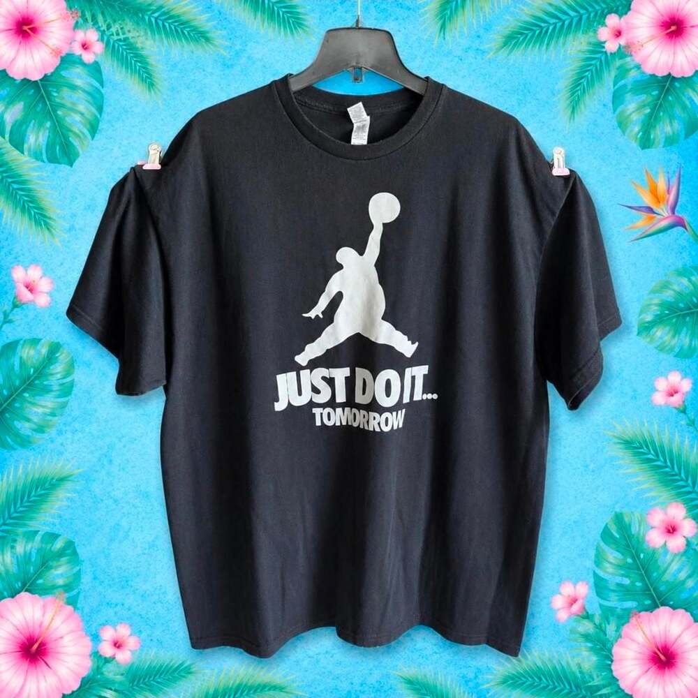 0081-Jordan Just Do It Tomorrow Graphic T-Shirt Black XXL